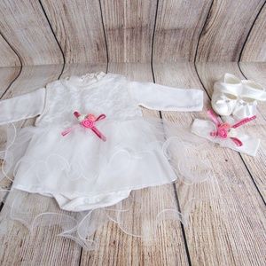 Baby Girl Dress Gift Set With Shoes and Ribbon